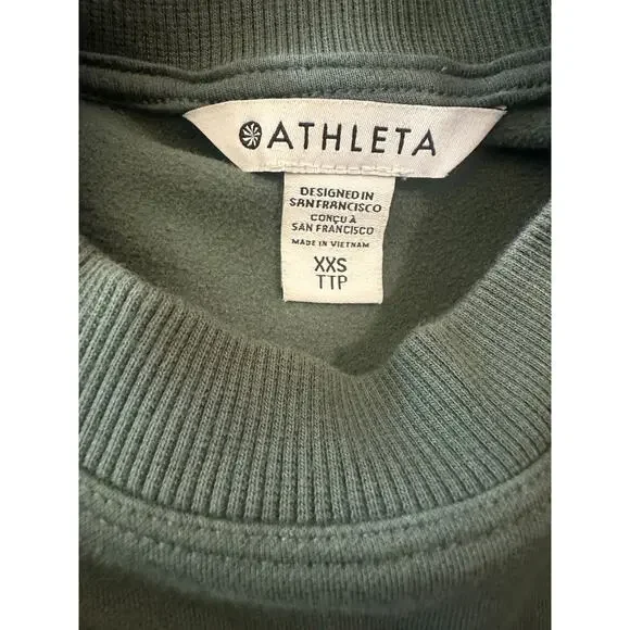 ATHLETA Triumph Crewneck Sweatshirt Bali Green Stretch Drawstring Women's Sz XXS - Picture 11 of 13